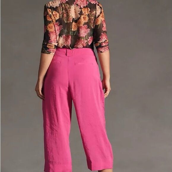 By Anthropologie | Cropped Pleated Trousers Pink Pants - Picture 10 of 11